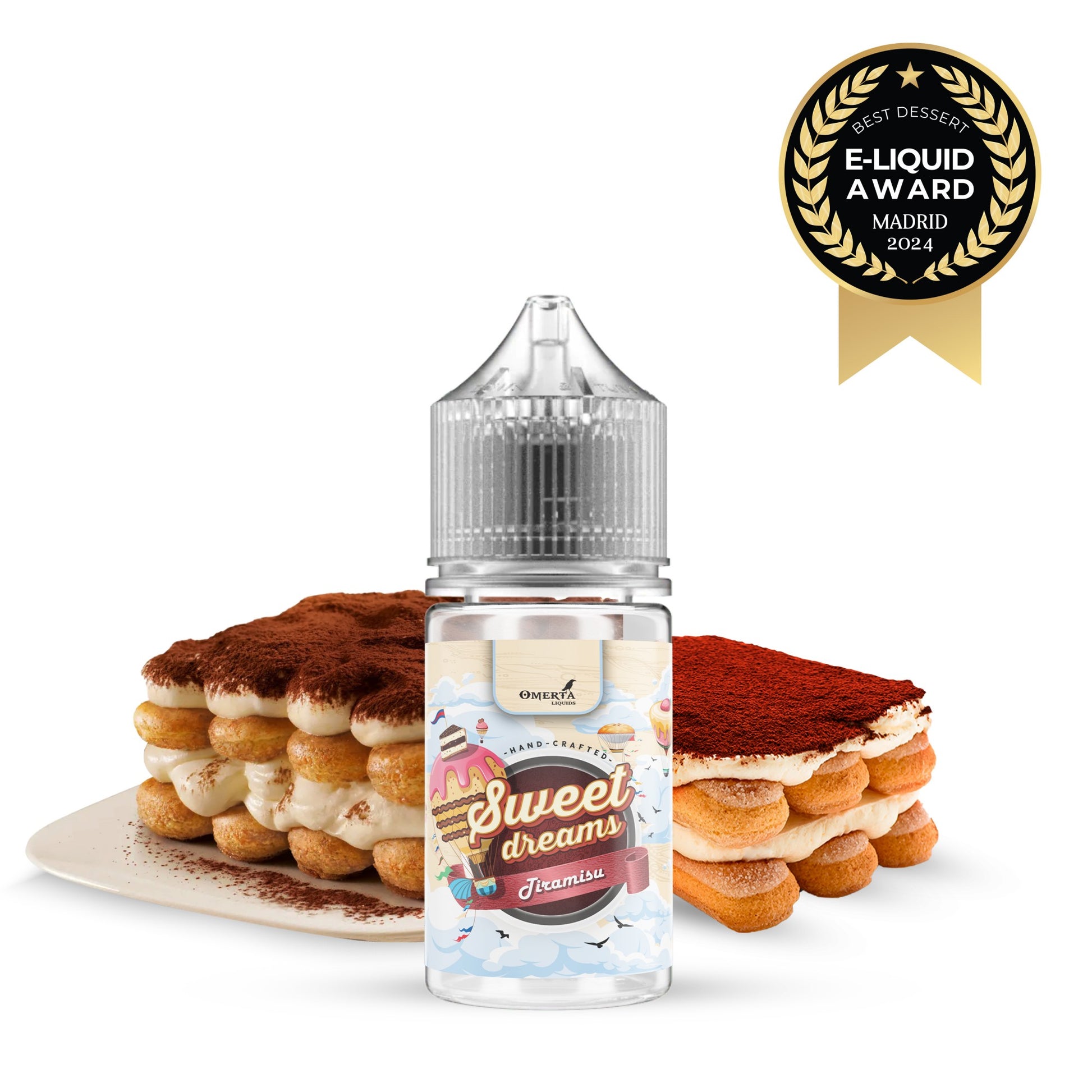 Υγρό αναπλήρωσης ηλεκτρονικού τσιγάρου σε συσκευασία 30μλ νε γεύση τιραμισού, Tiramisy by Omerta