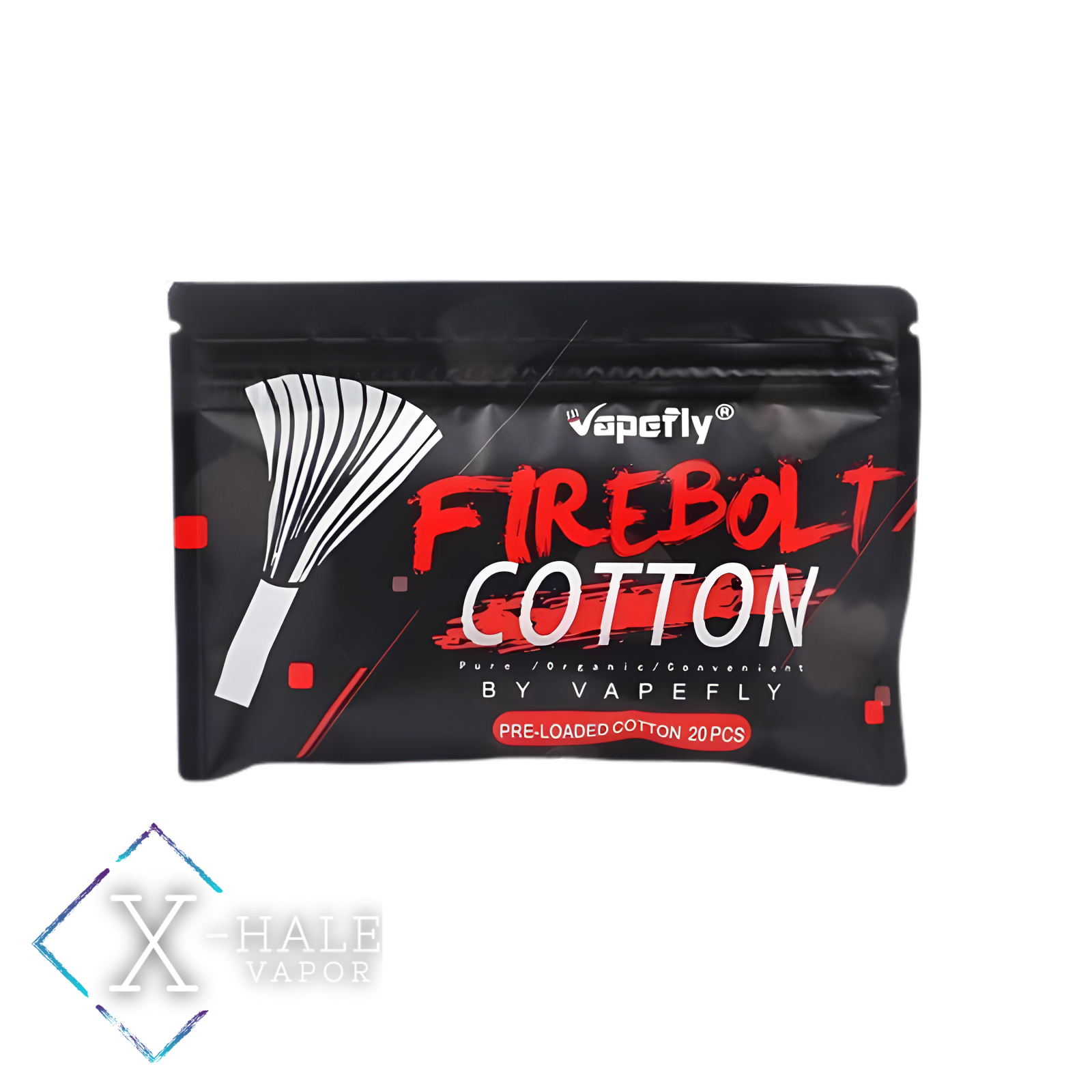 Βαμβάκι για άτμισμα Firebolt cotton από την Vapefly μαύρο σακουλάκι με 20 shoelaces