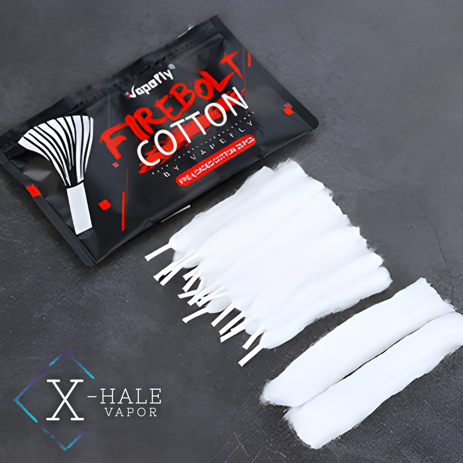 Βαμβάκι για άτμισμα Firebolt cotton από την Vapefly μαύρο σακουλάκι με 20 shoelaces και 2 κλασικά κομμάτια