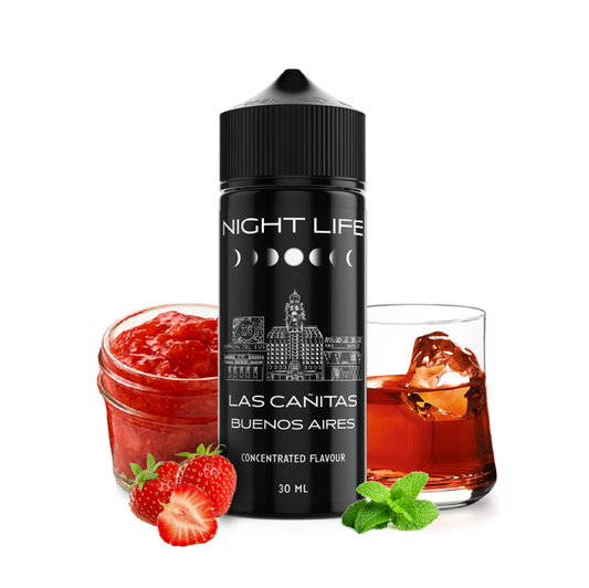 Υγρό αναπλήρωσης Night Life La Rambla Barcelona μαύρο μπουκάλι 120ml με φράουλα μέντα και ρούμι