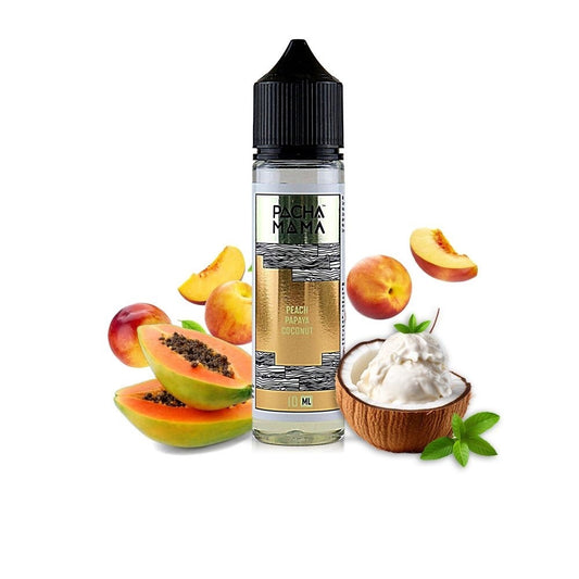Pacha Mama Peach Papaya Coconut υγρό αναπλήρωσης με γεύση ροδάκινου, παπάγιας και κρέμα καρύδας - flavorshot e-liquid